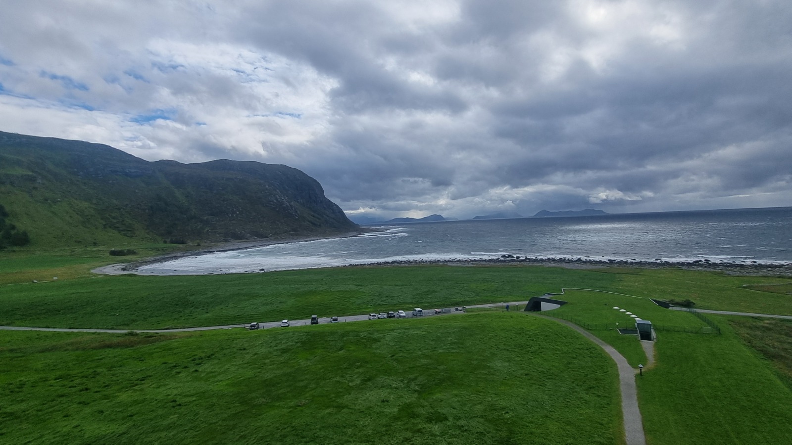 Godøya coastline and mountain scenery