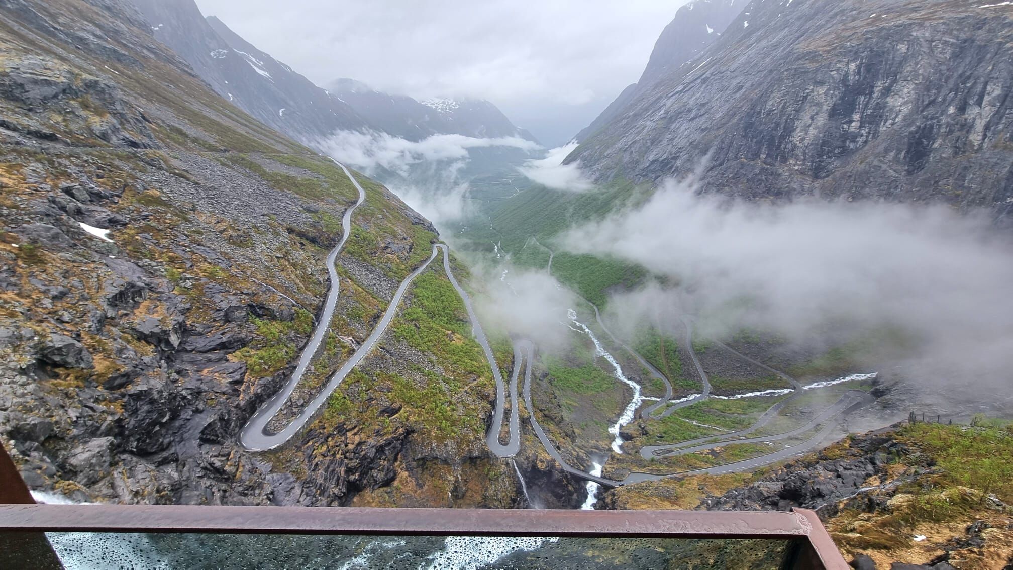 The eleven hairpin bends of Trollstigen seen from the viewing platform